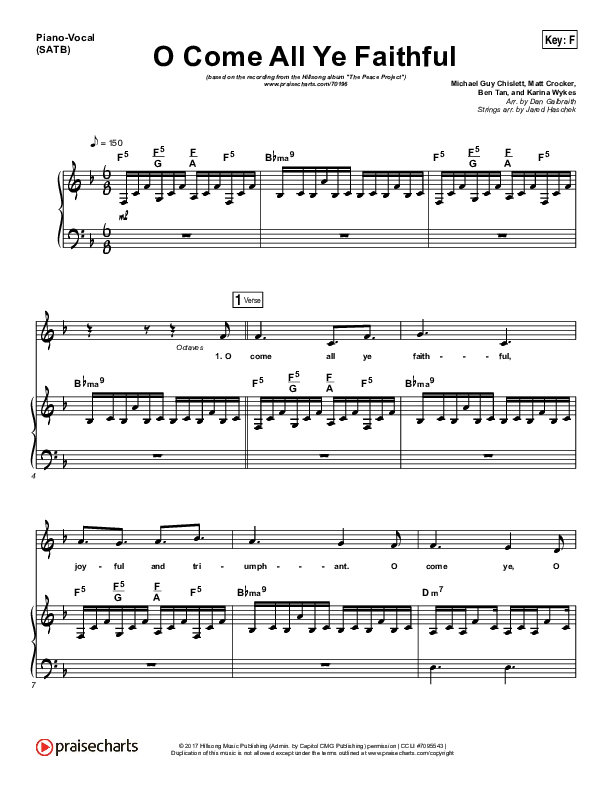 O Come All Ye Faithful Piano/Vocal (SATB) (Hillsong Worship)