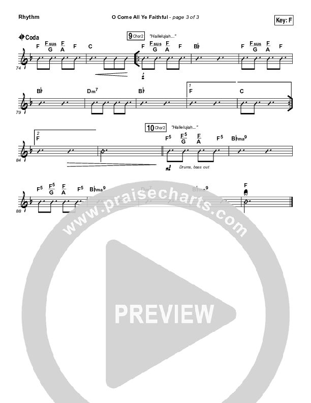 O Come All Ye Faithful Rhythm Chart (Hillsong Worship)
