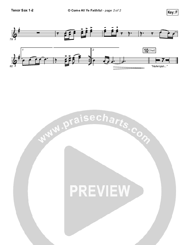 O Come All Ye Faithful Tenor Sax 1/2 (Hillsong Worship)
