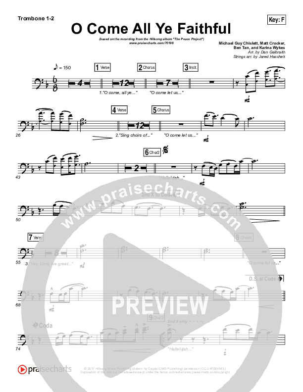 O Come All Ye Faithful Trombone 1/2 (Hillsong Worship)