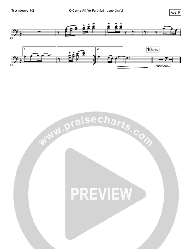 O Come All Ye Faithful Trombone 1/2 (Hillsong Worship)