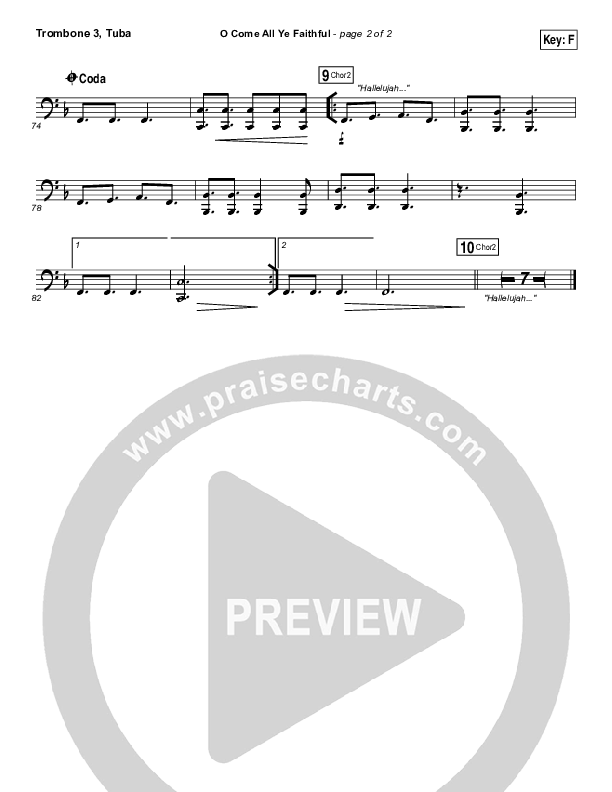 O Come All Ye Faithful Trombone 3/Tuba (Hillsong Worship)