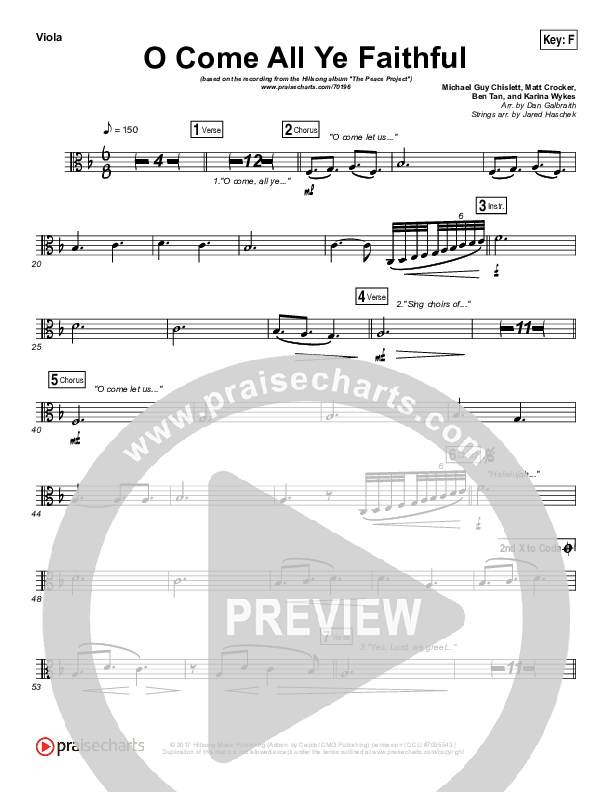 O Come All Ye Faithful Viola (Hillsong Worship)