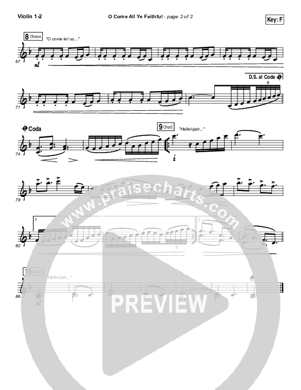 O Come All Ye Faithful Violin 1/2 (Hillsong Worship)