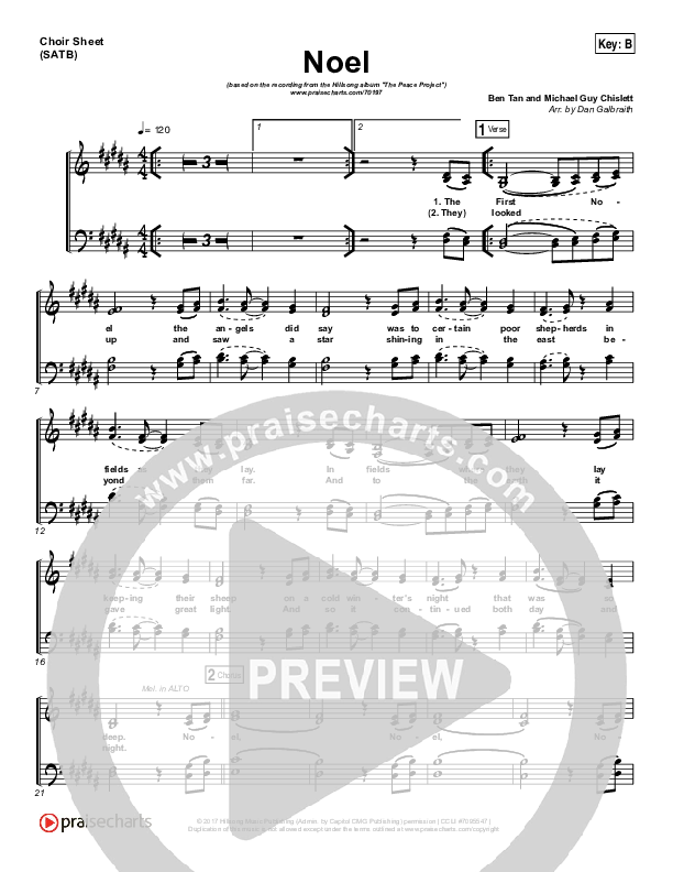 Noel Choir Sheet (SATB) (Hillsong Worship)
