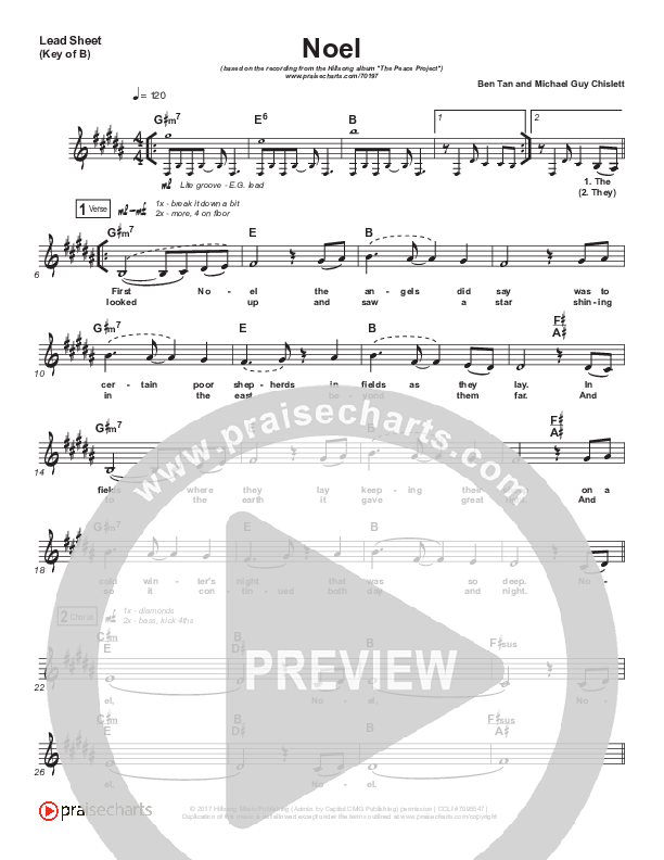 Noel Lead Sheet (Melody) (Hillsong Worship)