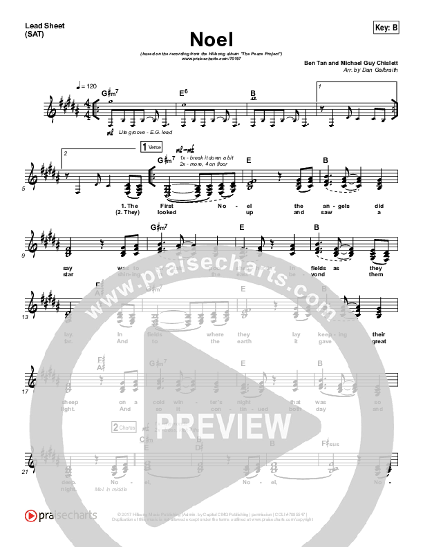 Noel Lead Sheet (SAT) (Hillsong Worship)