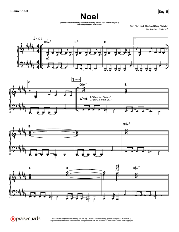 Noel Piano Sheet (Hillsong Worship)