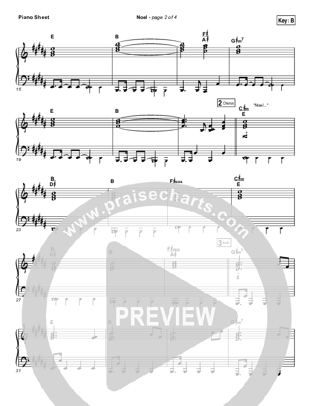 Noel Piano Sheet (Hillsong Worship)