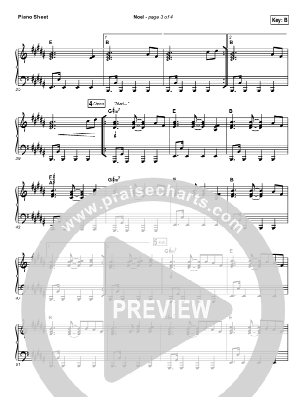 Noel Piano Sheet (Hillsong Worship)