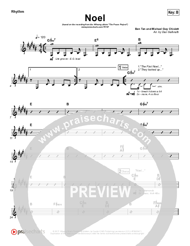Noel Rhythm Chart (Hillsong Worship)