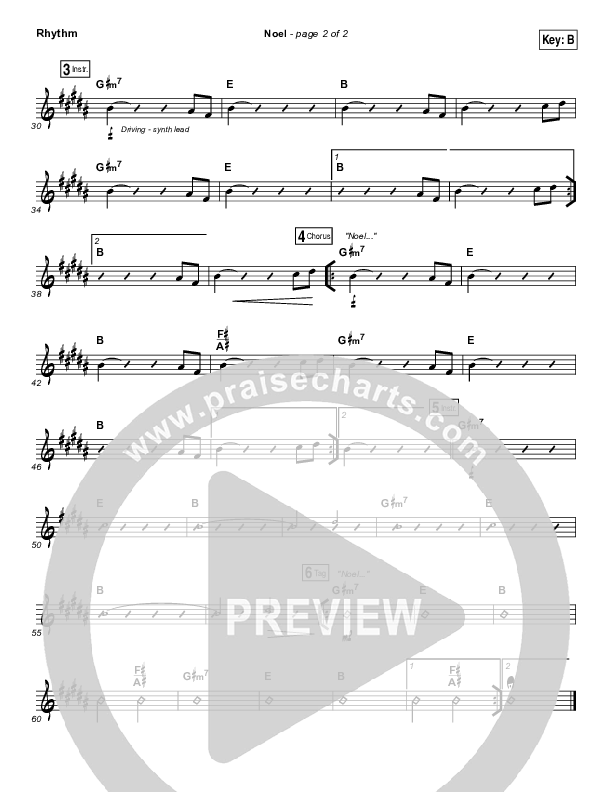 Noel Rhythm Chart (Hillsong Worship)