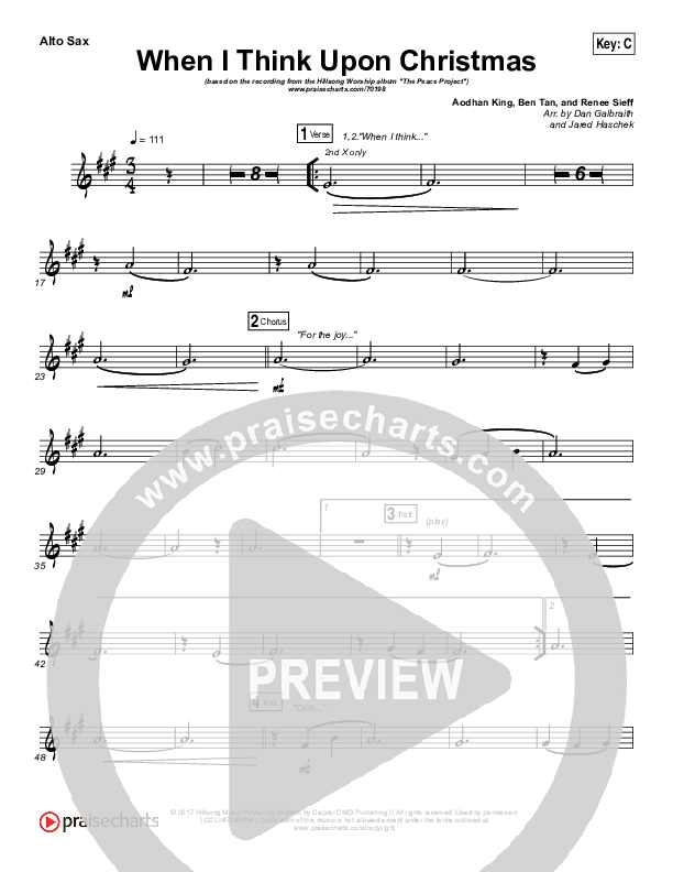 When I Think Upon Christmas Alto Sax (Hillsong Worship)