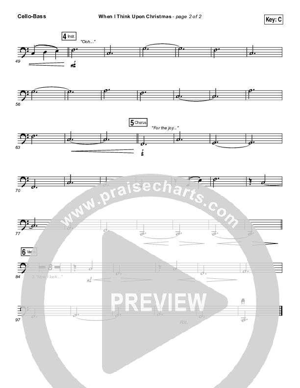 When I Think Upon Christmas Cello/Bass (Hillsong Worship)