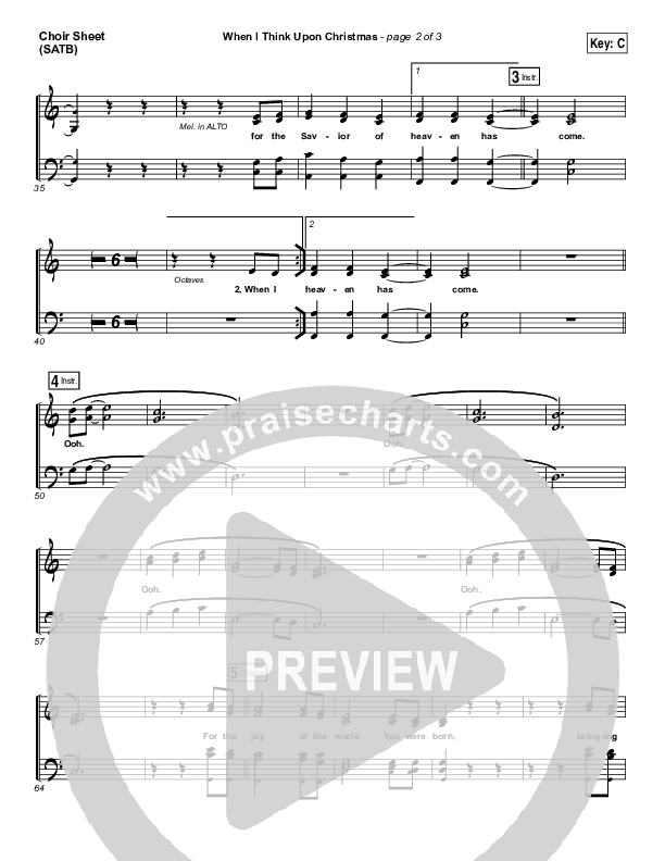 When I Think Upon Christmas Choir Sheet (SATB) (Hillsong Worship)