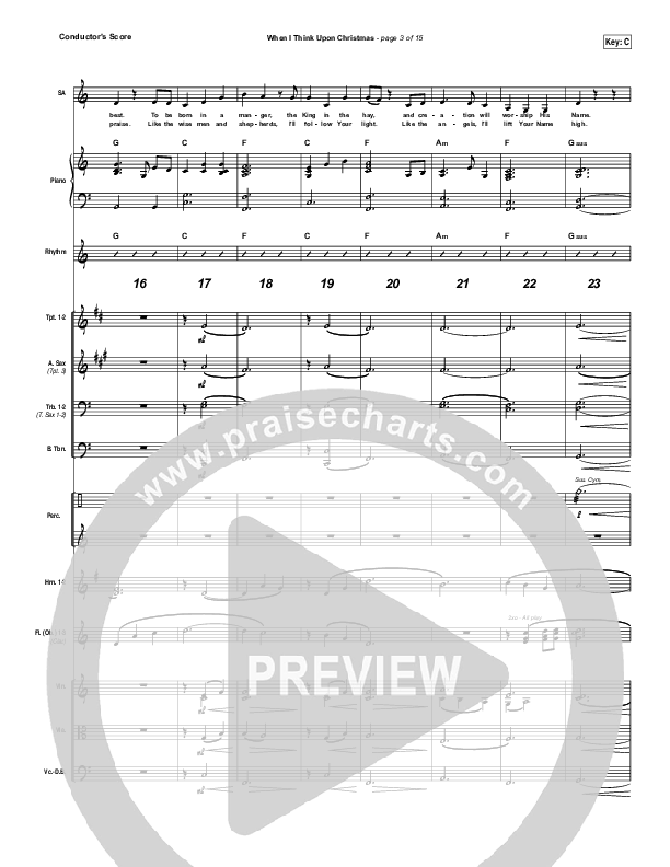 When I Think Upon Christmas Conductor's Score (Hillsong Worship)