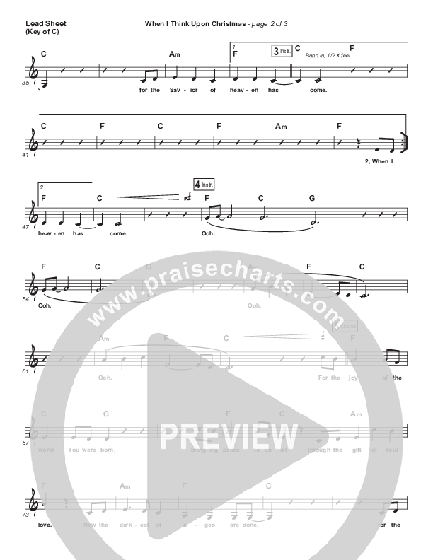 When I Think Upon Christmas Lead Sheet (Melody) (Hillsong Worship)