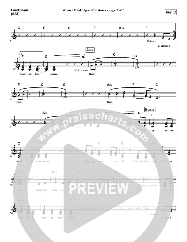 When I Think Upon Christmas Lead Sheet (SAT) (Hillsong Worship)