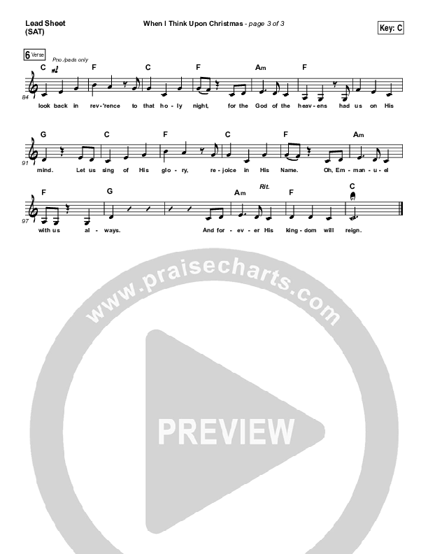 When I Think Upon Christmas Lead Sheet (SAT) (Hillsong Worship)