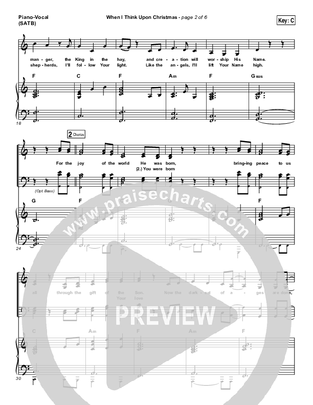 When I Think Upon Christmas Piano/Vocal (SATB) (Hillsong Worship)