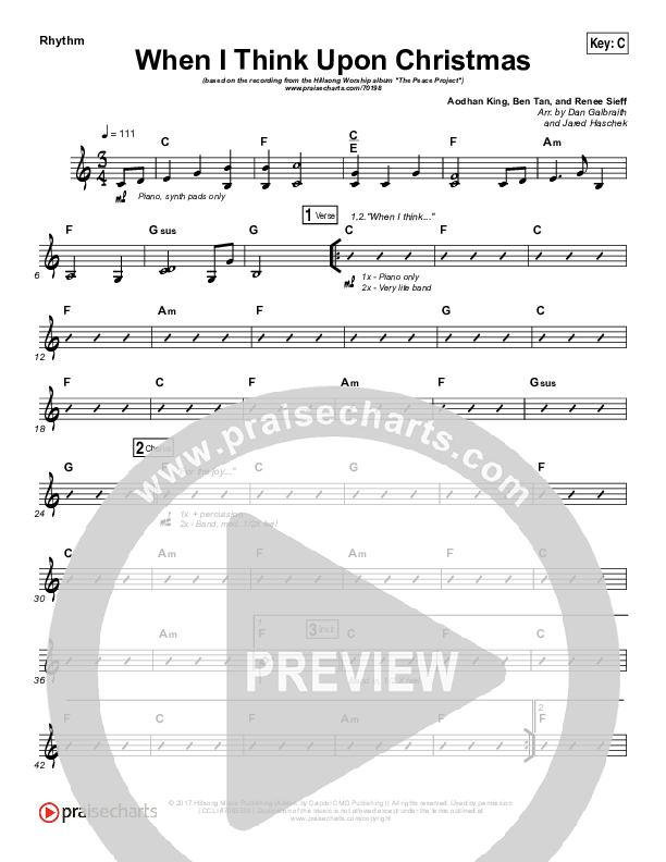 When I Think Upon Christmas Rhythm Chart (Hillsong Worship)