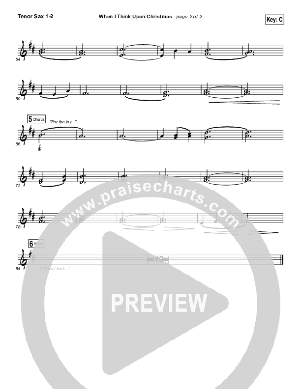 When I Think Upon Christmas Tenor Sax 1/2 (Hillsong Worship)