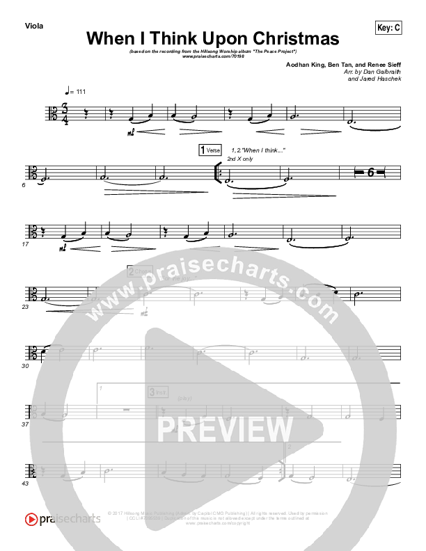 When I Think Upon Christmas Viola (Hillsong Worship)