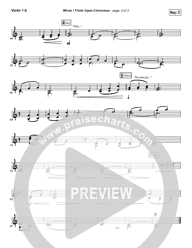 When I Think Upon Christmas Violin 1/2 (Hillsong Worship)