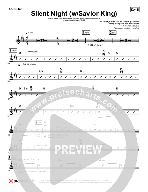 Silent Night (with Savior King) Acoustic Guitar (Hillsong Worship)