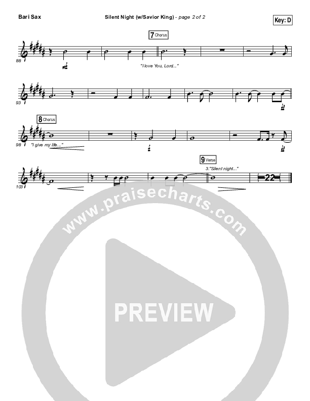 Silent Night (with Savior King) Bari Sax (Hillsong Worship)