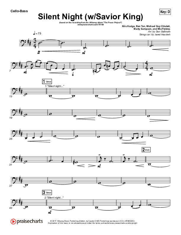 Silent Night (with Savior King) Cello/Bass (Hillsong Worship)