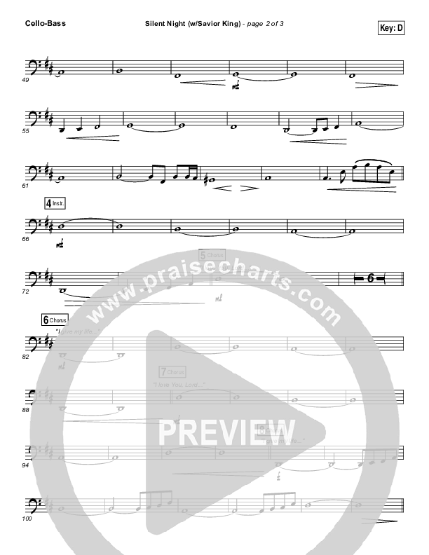 Silent Night (with Savior King) Cello/Bass (Hillsong Worship)