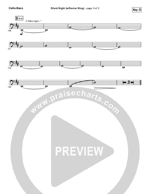 Silent Night (with Savior King) Cello/Bass (Hillsong Worship)
