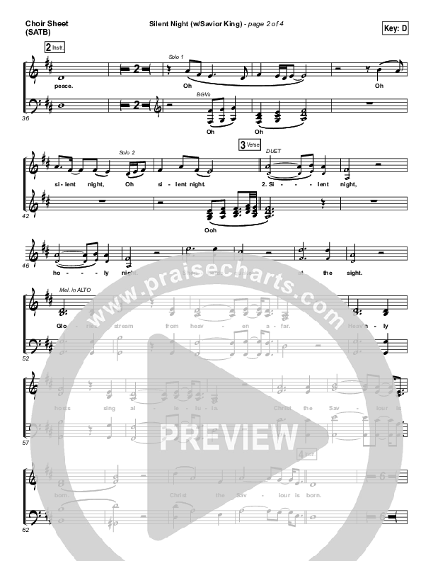 Silent Night (with Savior King) Choir Vocals (SATB) (Hillsong Worship)