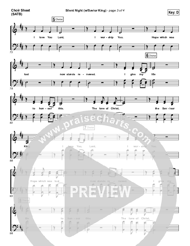 Silent Night (with Savior King) Choir Vocals (SATB) (Hillsong Worship)