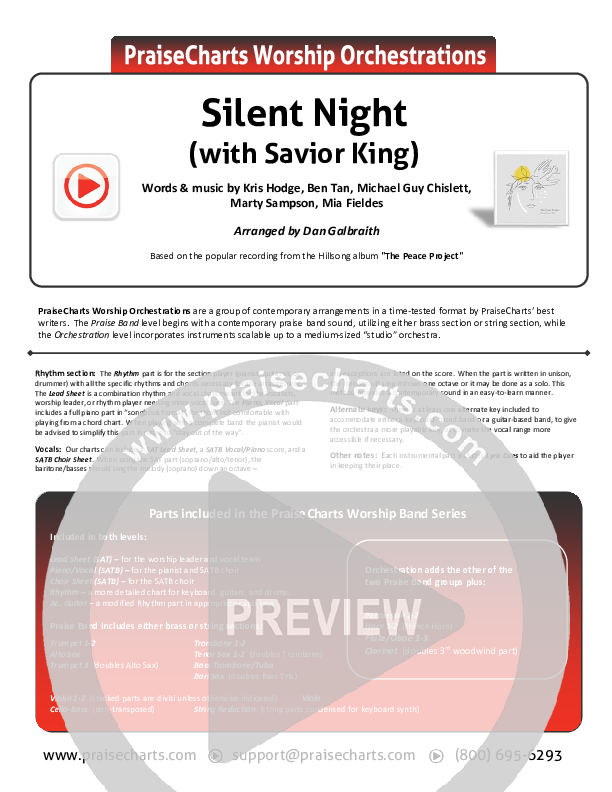Silent Night (with Savior King) Cover Sheet (Hillsong Worship)