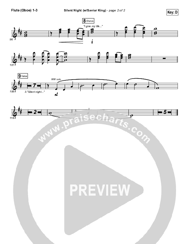 Silent Night (with Savior King) Flute/Oboe 1/2/3 (Hillsong Worship)