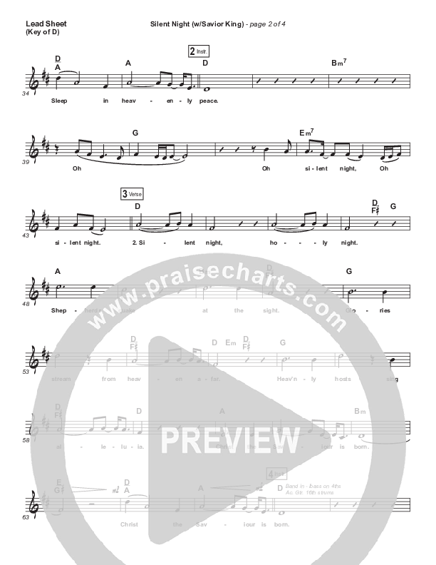 Silent Night (with Savior King) Lead Sheet (Melody) (Hillsong Worship)