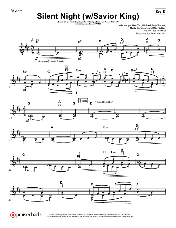 Silent Night (with Savior King) Rhythm Chart (Hillsong Worship)
