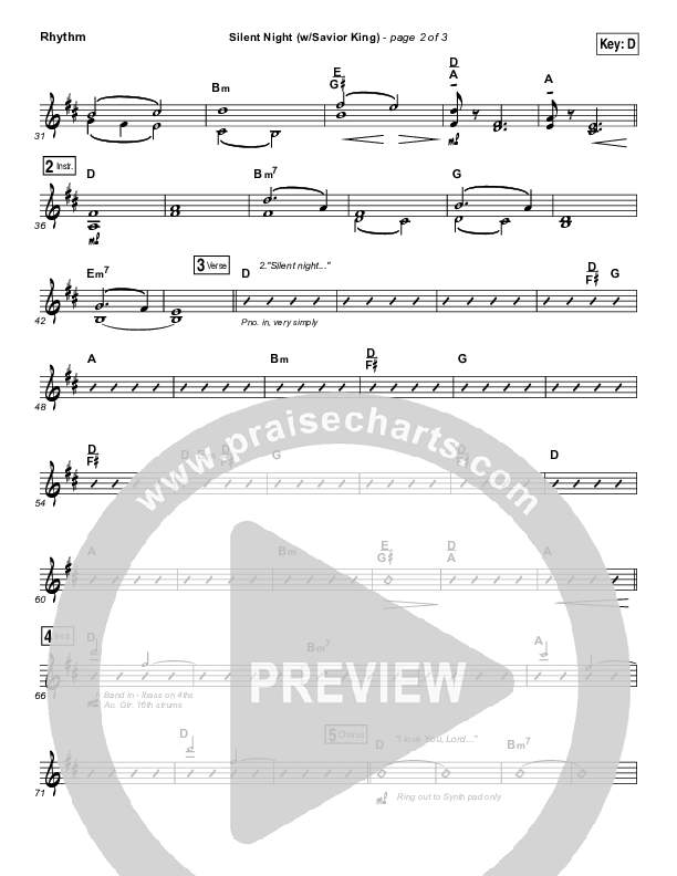 Silent Night (with Savior King) Rhythm Chart (Hillsong Worship)