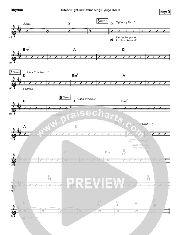 Silent Night (with Savior King) Rhythm Chart (Hillsong Worship)