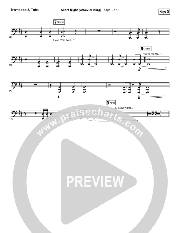 Silent Night (with Savior King) Trombone 3/Tuba (Hillsong Worship)