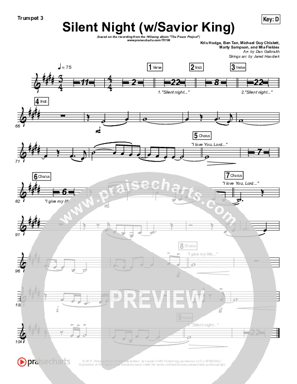 Silent Night (with Savior King) Trumpet 3 (Hillsong Worship)