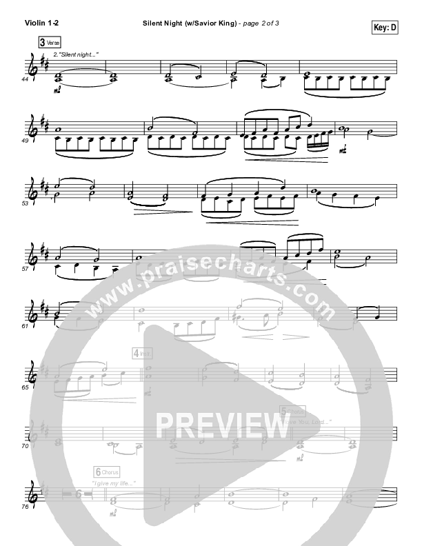 Silent Night (with Savior King) Violin 1/2 (Hillsong Worship)