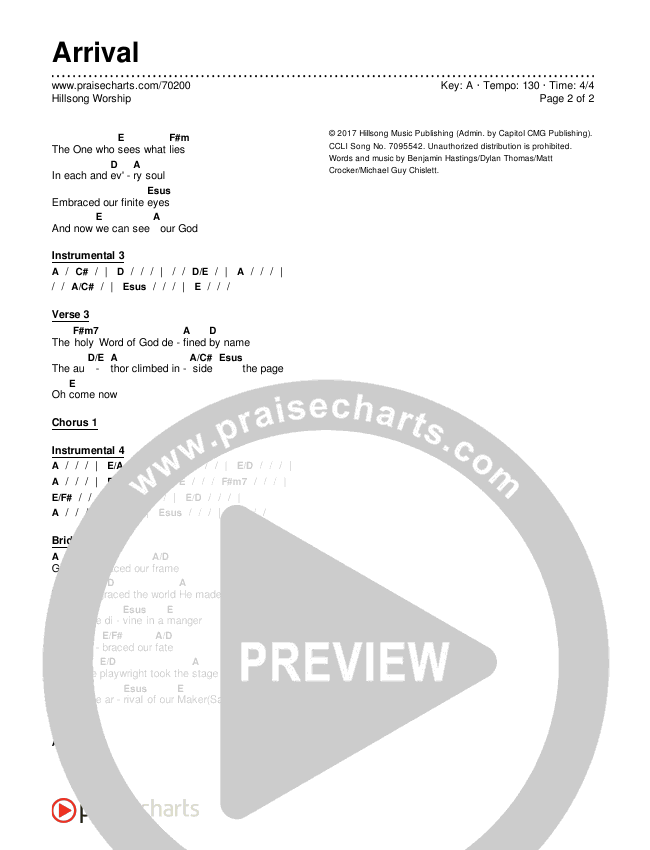 Arrival Chords & Lyrics (Hillsong Worship)