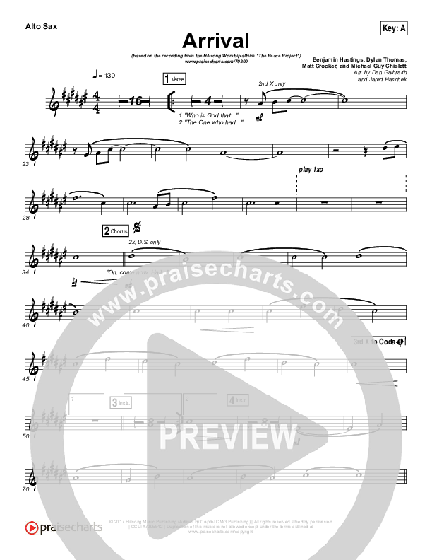 Arrival Alto Sax (Hillsong Worship)