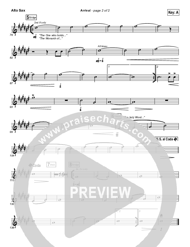 Arrival Alto Sax (Hillsong Worship)