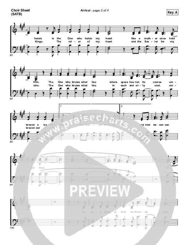 Arrival Choir Sheet (SATB) (Hillsong Worship)