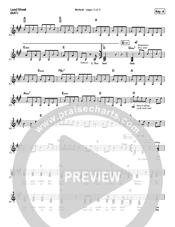 Arrival Lead Sheet (SAT) (Hillsong Worship)