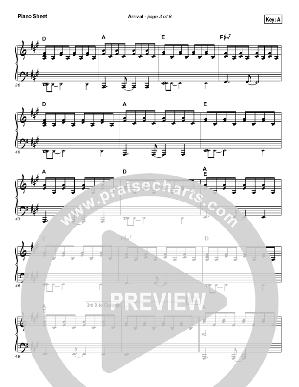 Arrival Piano Sheet (Hillsong Worship)